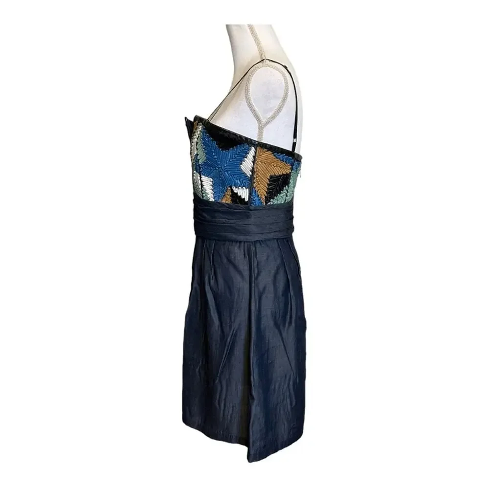 Diesel Leather Star Pattern Corset Spaghetti Strap Dress Medium